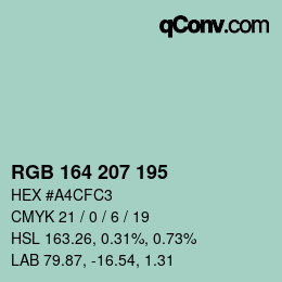 Color code: RGB 164 207 195 | qconv.com