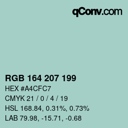 Color code: RGB 164 207 199 | qconv.com