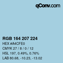 Color code: RGB 164 207 224 | qconv.com