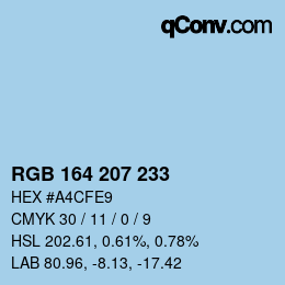 Color code: RGB 164 207 233 | qconv.com