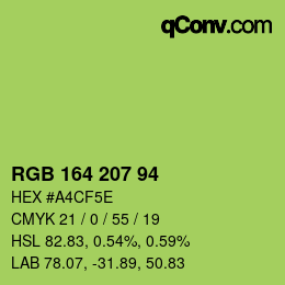 Color code: RGB 164 207 94 | qconv.com