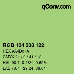 Color code: RGB 164 208 122 | qconv.com