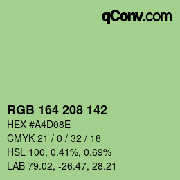 Color code: RGB 164 208 142 | qconv.com