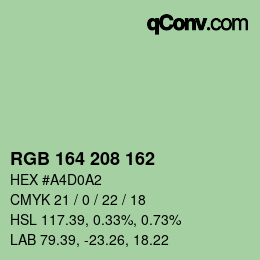 カラーコード: RGB 164 208 162 | qconv.com