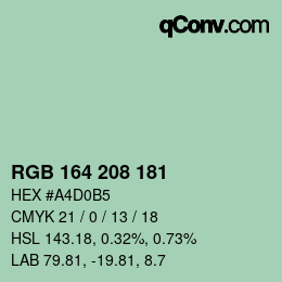 Color code: RGB 164 208 181 | qconv.com