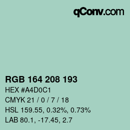 Código de color: RGB 164 208 193 | qconv.com