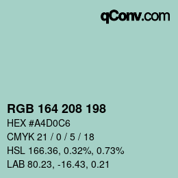 Color code: RGB 164 208 198 | qconv.com