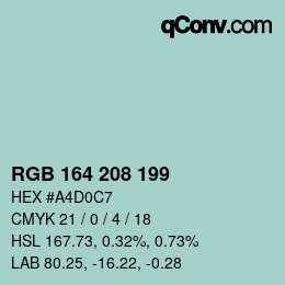 Color code: RGB 164 208 199 | qconv.com