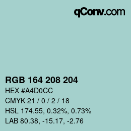 カラーコード: RGB 164 208 204 | qconv.com