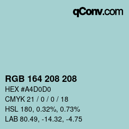 Color code: RGB 164 208 208 | qconv.com