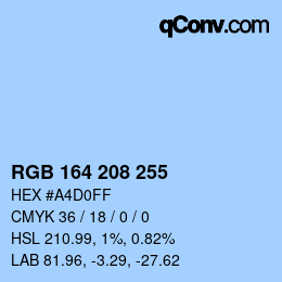 Color code: RGB 164 208 255 | qconv.com