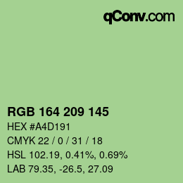 Color code: RGB 164 209 145 | qconv.com