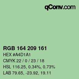 カラーコード: RGB 164 209 161 | qconv.com