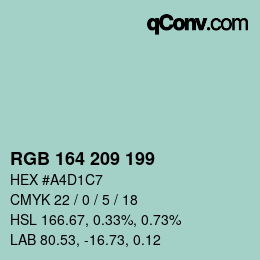 Color code: RGB 164 209 199 | qconv.com