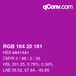 Farbcode: RGB 164 20 161 | qconv.com