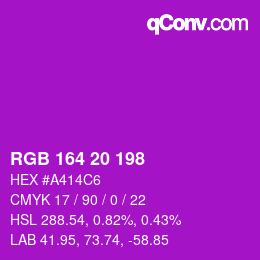 Color code: RGB 164 20 198 | qconv.com