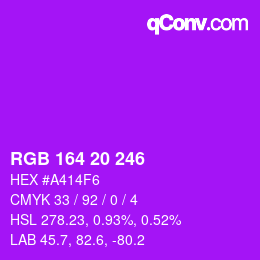 Color code: RGB 164 20 246 | qconv.com