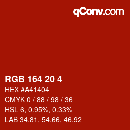 Color code: RGB 164 20 4 | qconv.com