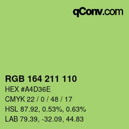 Color code: RGB 164 211 110 | qconv.com