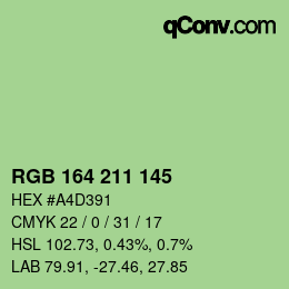 Color code: RGB 164 211 145 | qconv.com