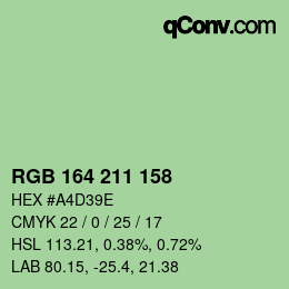 Color code: RGB 164 211 158 | qconv.com