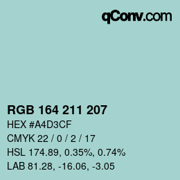 Color code: RGB 164 211 207 | qconv.com