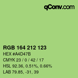 カラーコード: RGB 164 212 123 | qconv.com