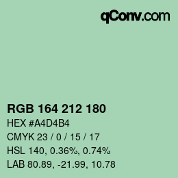 Code couleur: RGB 164 212 180 | qconv.com