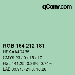 Color code: RGB 164 212 181 | qconv.com