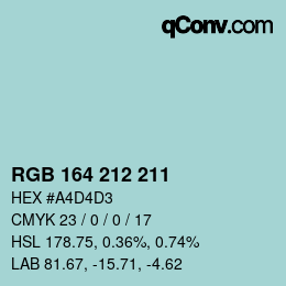 Color code: RGB 164 212 211 | qconv.com