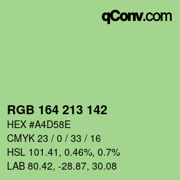 Color code: RGB 164 213 142 | qconv.com