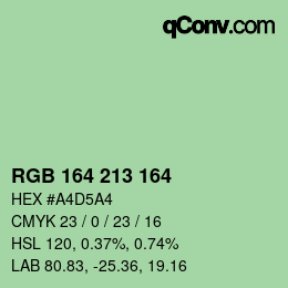 Color code: RGB 164 213 164 | qconv.com