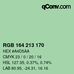 カラーコード: RGB 164 213 170 | qconv.com