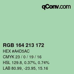 Color code: RGB 164 213 172 | qconv.com