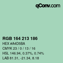 Color code: RGB 164 213 186 | qconv.com