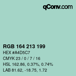 Color code: RGB 164 213 199 | qconv.com