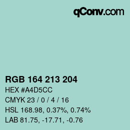 Color code: RGB 164 213 204 | qconv.com