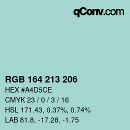 Color code: RGB 164 213 206 | qconv.com