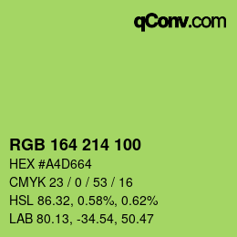 Color code: RGB 164 214 100 | qconv.com