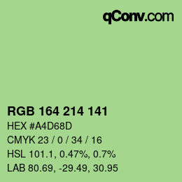 カラーコード: RGB 164 214 141 | qconv.com