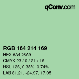 Color code: RGB 164 214 169 | qconv.com