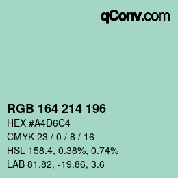Color code: RGB 164 214 196 | qconv.com