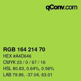 Color code: RGB 164 214 70 | qconv.com