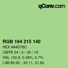 カラーコード: RGB 164 215 140 | qconv.com