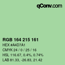 Color code: RGB 164 215 161 | qconv.com