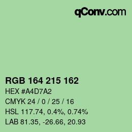 カラーコード: RGB 164 215 162 | qconv.com