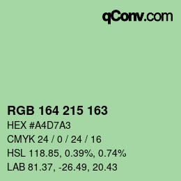 Color code: RGB 164 215 163 | qconv.com