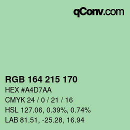 Color code: RGB 164 215 170 | qconv.com