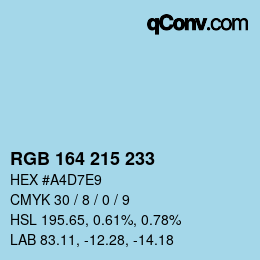 カラーコード: RGB 164 215 233 | qconv.com