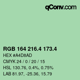 カラーコード: RGB 164 216.4 173.4 | qconv.com